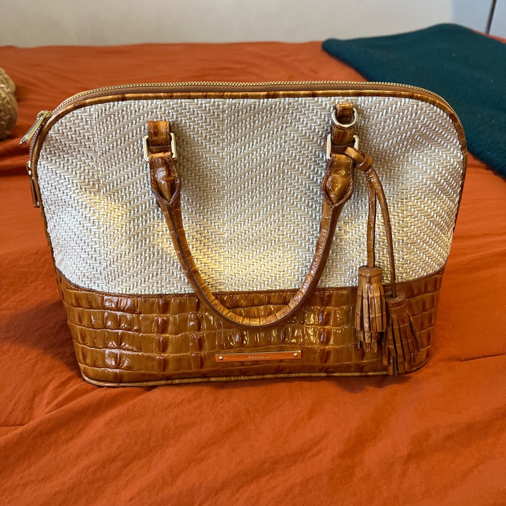 Brahmin Tan and Cream Satchel